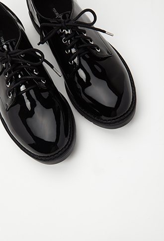 Faux Patent Leather Oxford Shoes